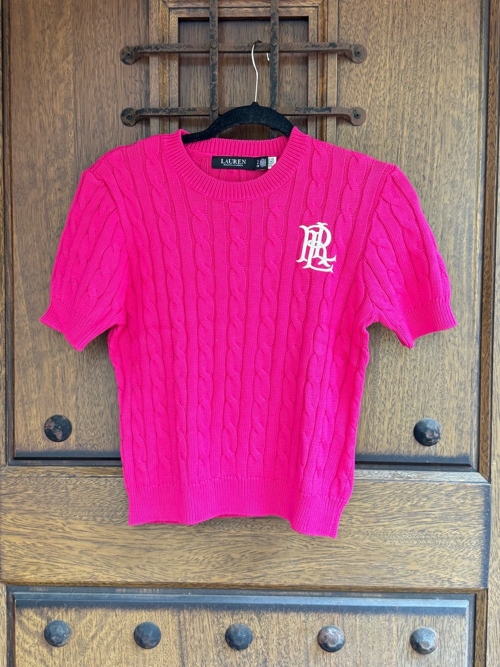 Ralph Lauren Fuchsia Cable-Knit Monogram Sweater  Size S